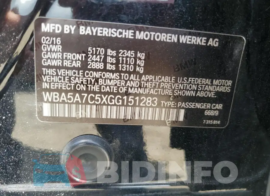 WBA5A7C5XGG151283 Photo# 12