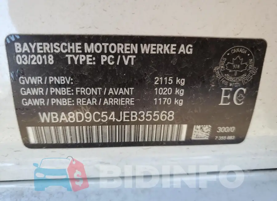 WBA8D9C54JEB35568 Photo# 12