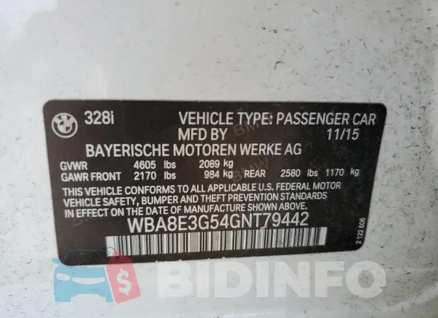 WBA8E3G54GNT79442 Photo# 12