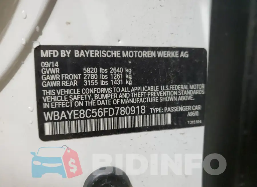 WBAYE8C56FD780918 Photo# 12