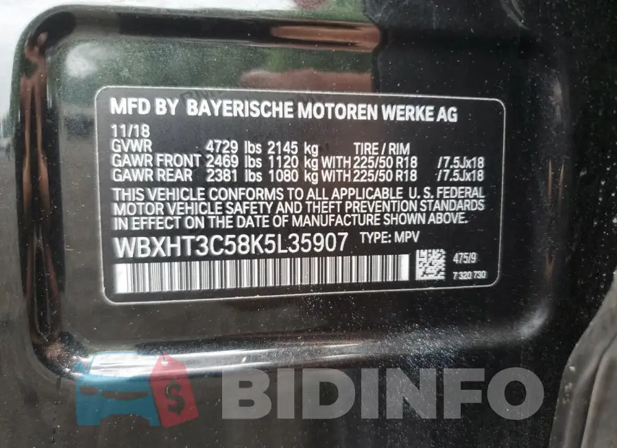 WBXHT3C58K5L35907 Photo# 13