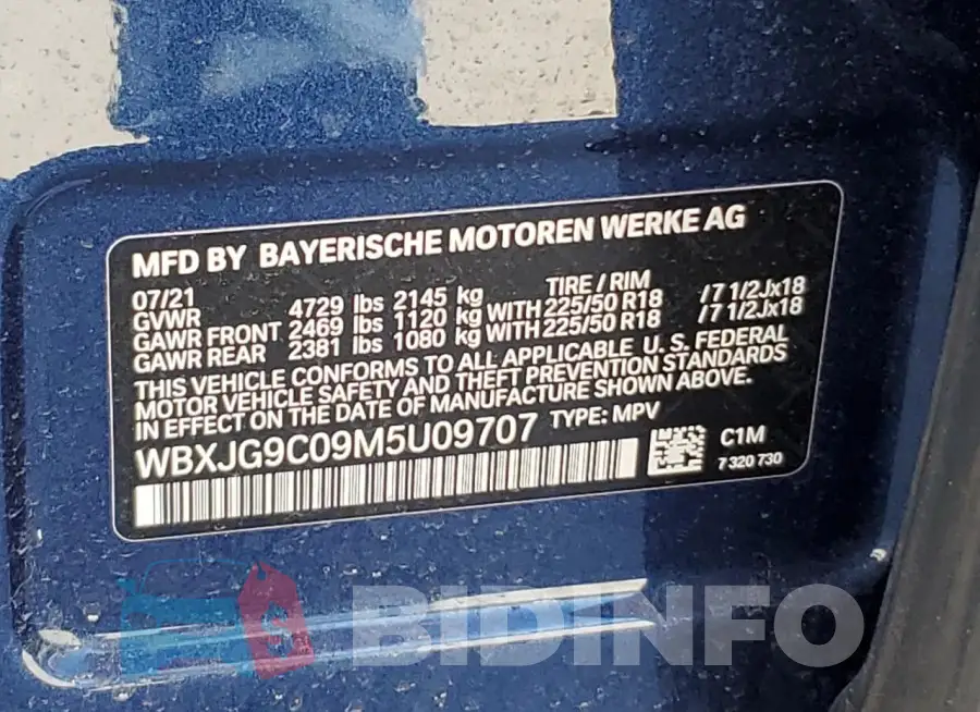 WBXJG9C09M5U09707 Photo# 13