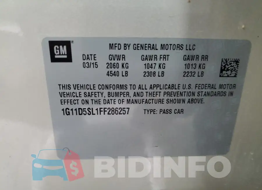 1G11D5SL1FF286257 Photo# 12