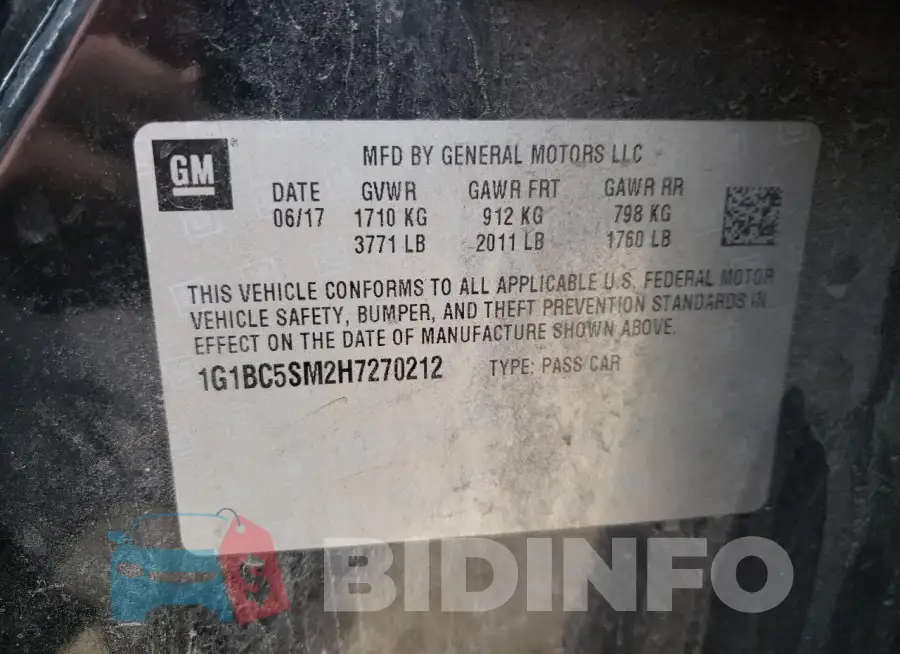 1G1BC5SM2H7270212 Photo# 12