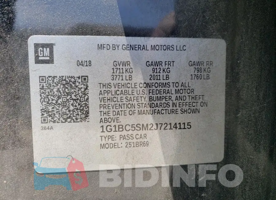 1G1BC5SM2J7214115 Photo# 12