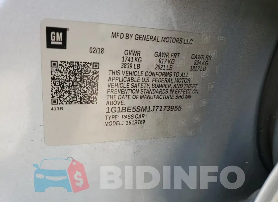 1G1BE5SM1J7173955 Photo# 12