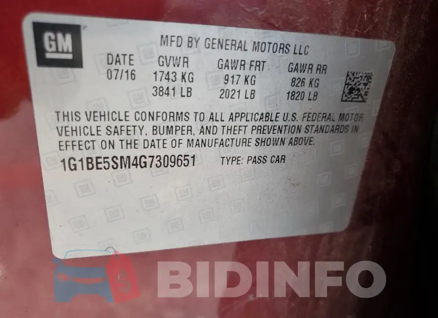 1G1BE5SM4G7309651 Photo# 13