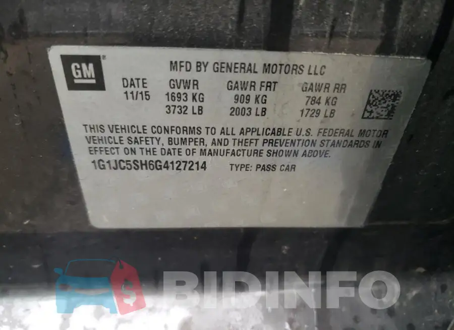 1G1JC5SH6G4127214 Photo# 13