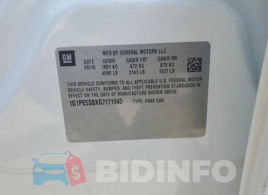 1G1PE5SBXG7171943 Photo# 12