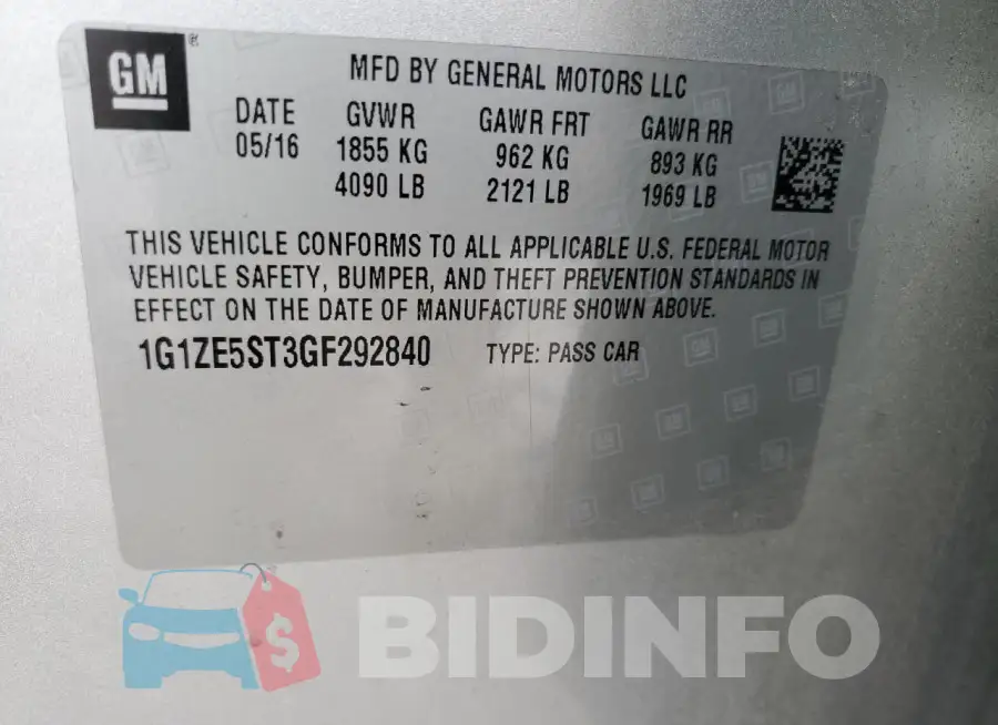 1G1ZE5ST3GF292840 Photo# 13