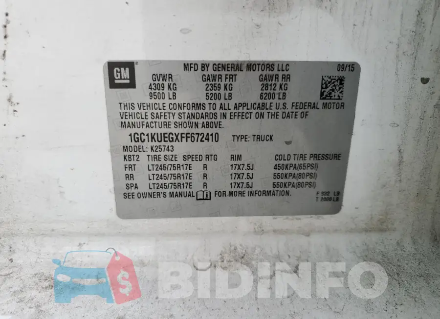 1GC1KUEGXFF672410 Photo# 13
