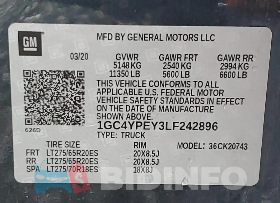 1GC4YPEY3LF242896 Photo# 12