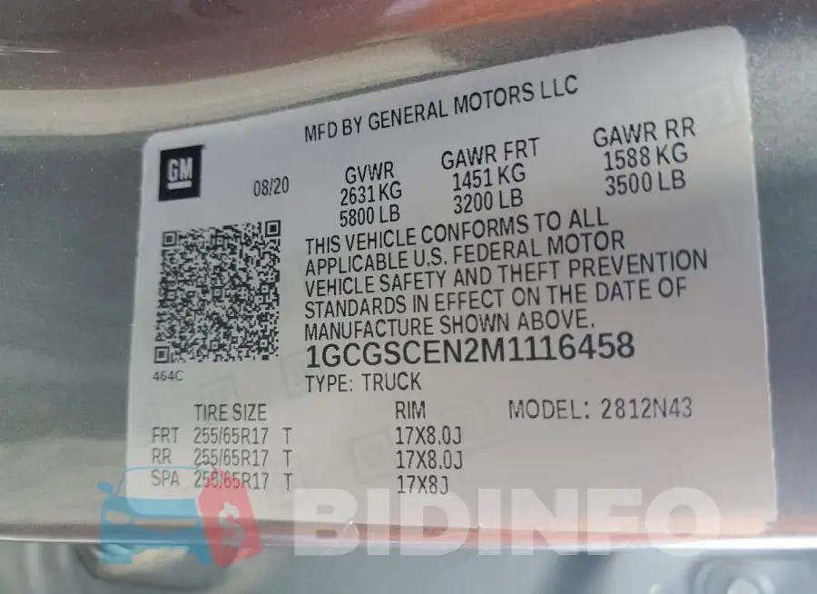 1GCGSCEN2M1116458 Photo# 12