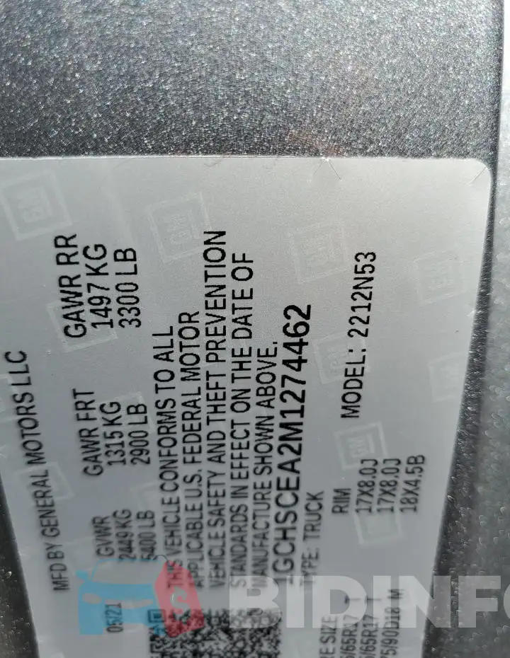 1GCHSCEA2M1274462 Photo# 12