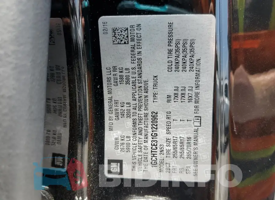 1GCHTCE31G1220962 Photo# 12