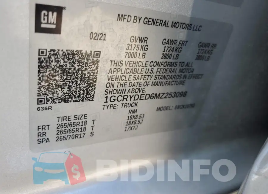 1GCRYDED6MZ253098 Photo# 12