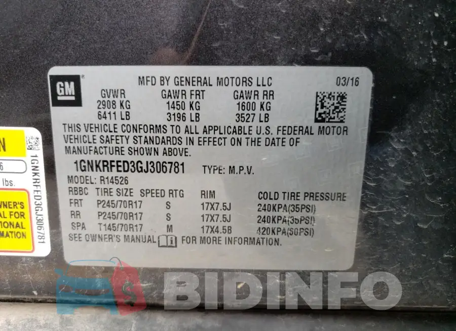 1GNKRFED3GJ306781 Photo# 13