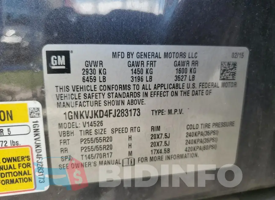 1GNKVJKD4FJ283173 Photo# 13