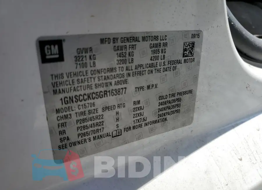 1GNSCCKC5GR163877 Photo# 14