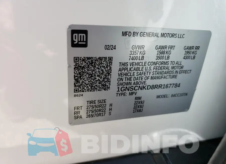 1GNSCNKD8RR167784 Photo# 13