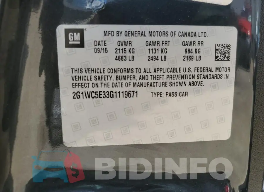2G1WC5E33G1119671 Photo# 12
