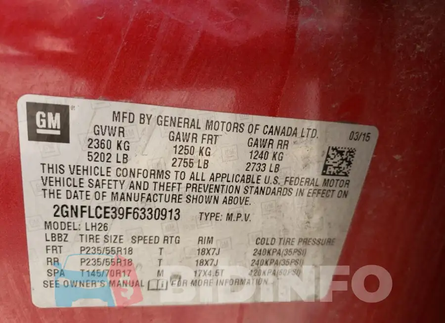 2GNFLCE39F6330913 Photo# 13