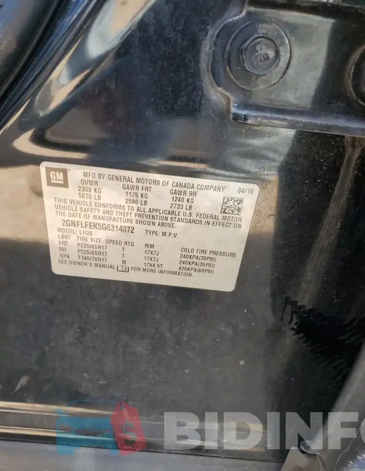 2GNFLFEK5G6314072 Photo# 12