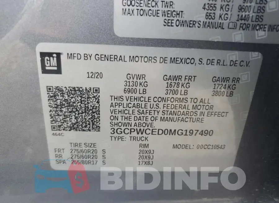 3GCPWCED0MG197490 Photo# 12