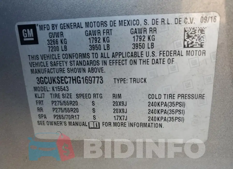 3GCUKSEC7HG169773 Photo# 12