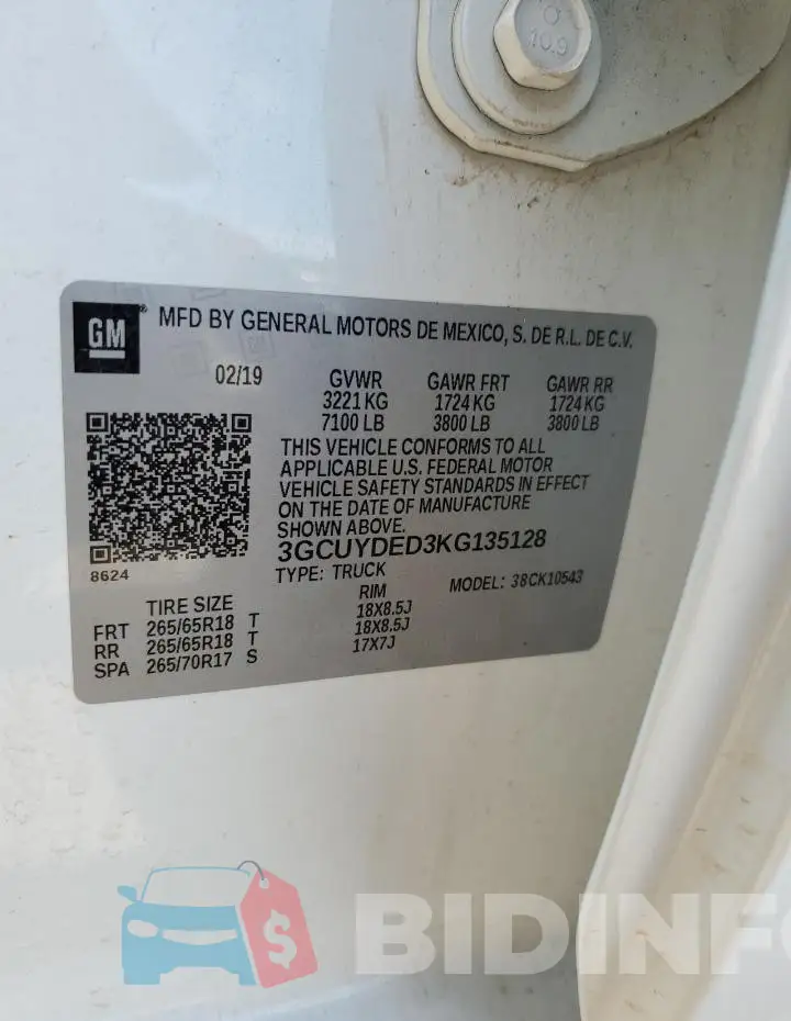 3GCUYDED3KG135128 Photo# 12
