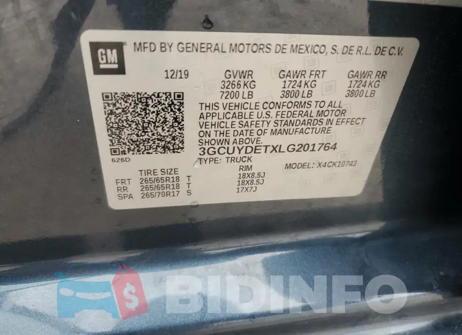 3GCUYDETXLG201764 Photo# 12