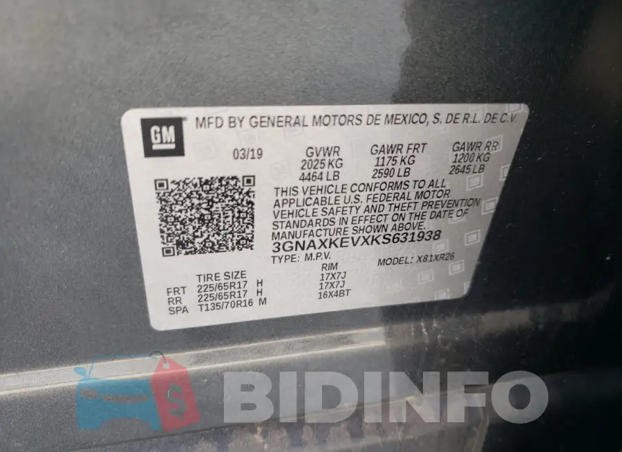 3GNAXKEVXKS631938 Photo# 14