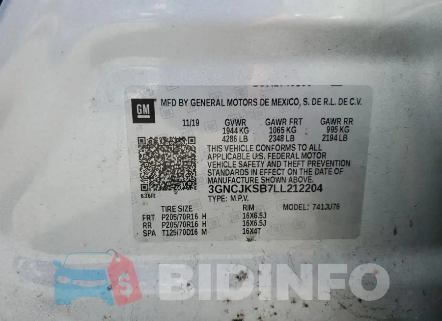 3GNCJKSB7LL212204 Photo# 13