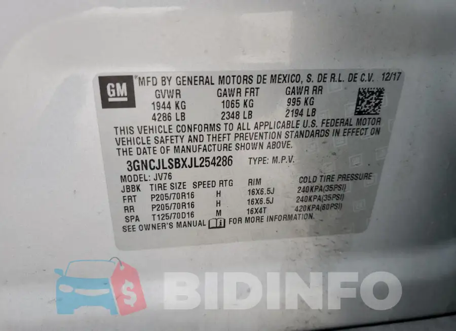 3GNCJLSBXJL254286 Photo# 14
