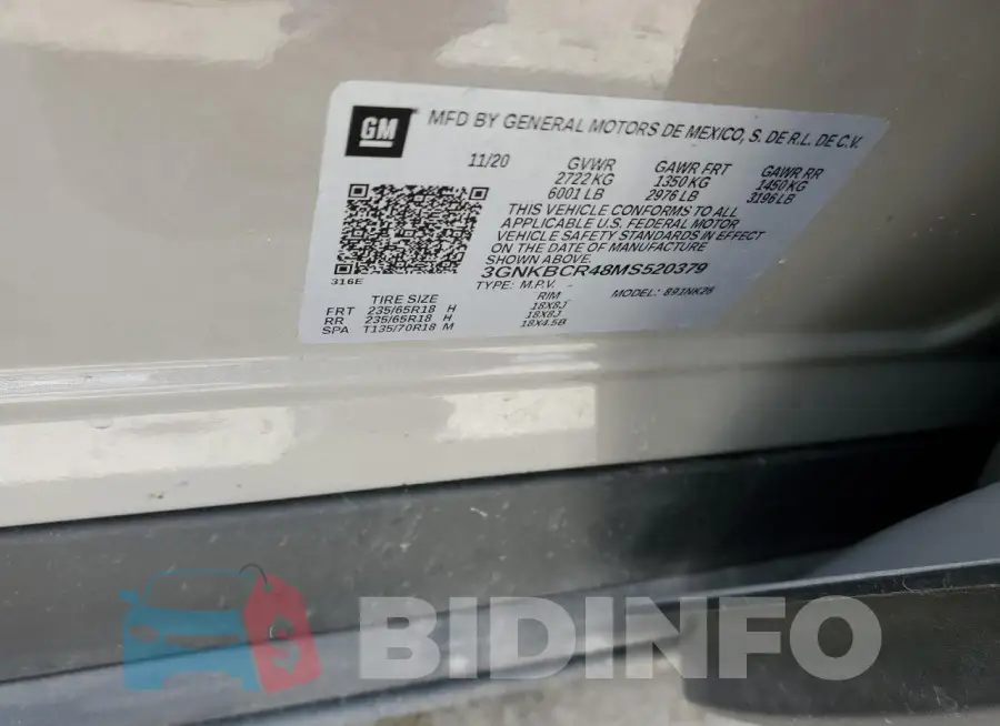 3GNKBCR48MS520379 Photo# 14