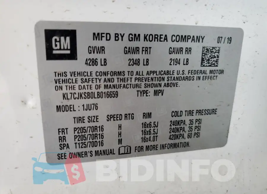 KL7CJKSB0LB016659 Photo# 13