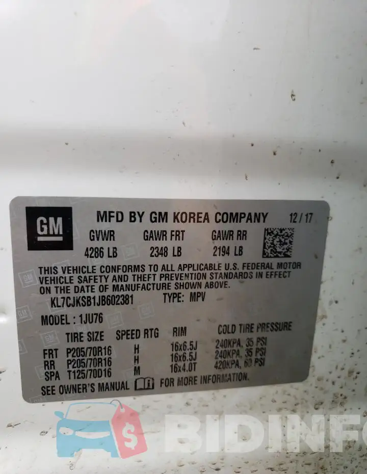 KL7CJKSB1JB602381 Photo# 14