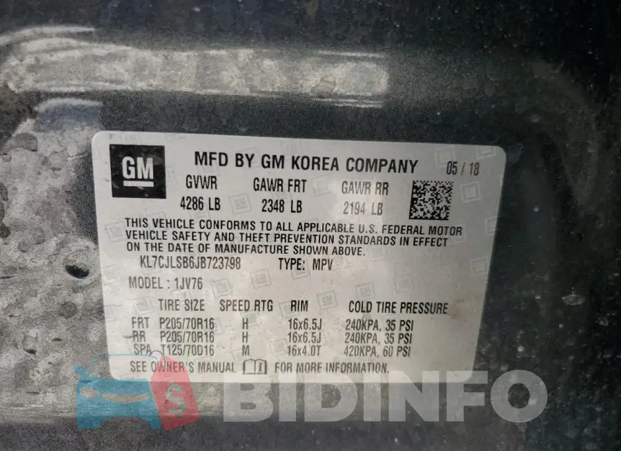 KL7CJLSB6JB723798 Photo# 12