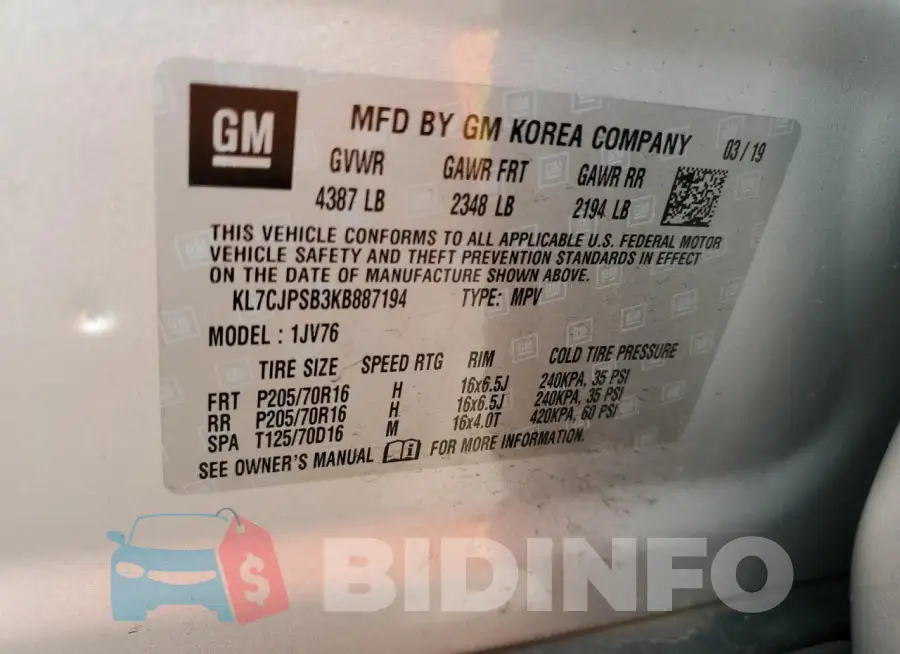 KL7CJPSB3KB887194 Photo# 13