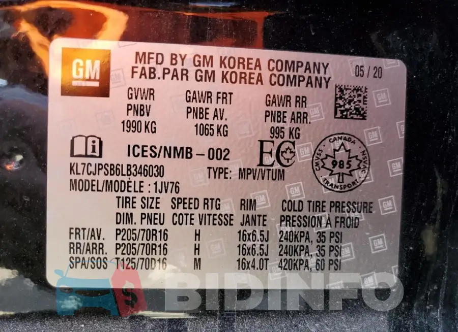 KL7CJPSB6LB346030 Photo# 13