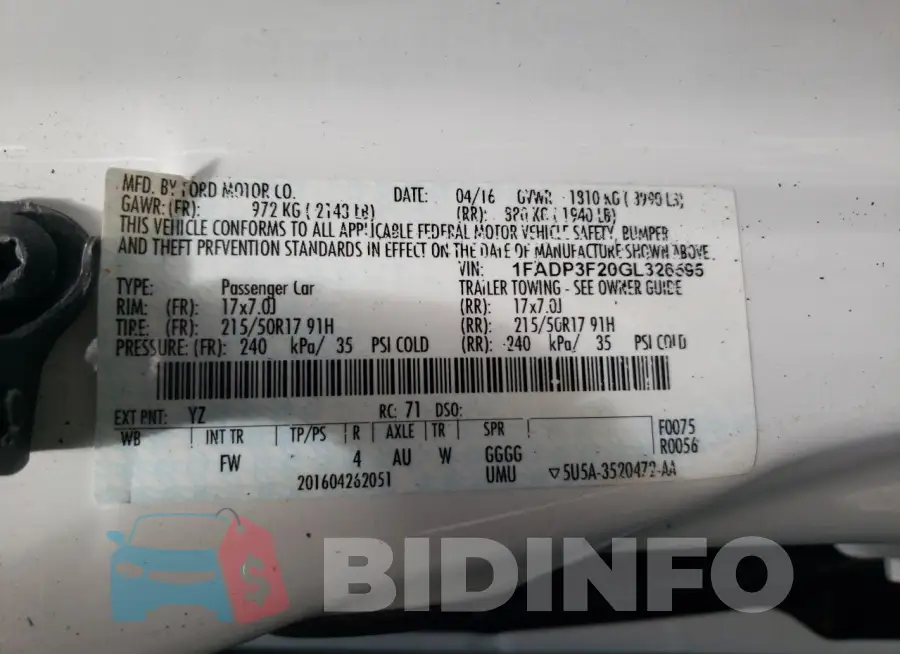 1FADP3F20GL326595 Photo# 12