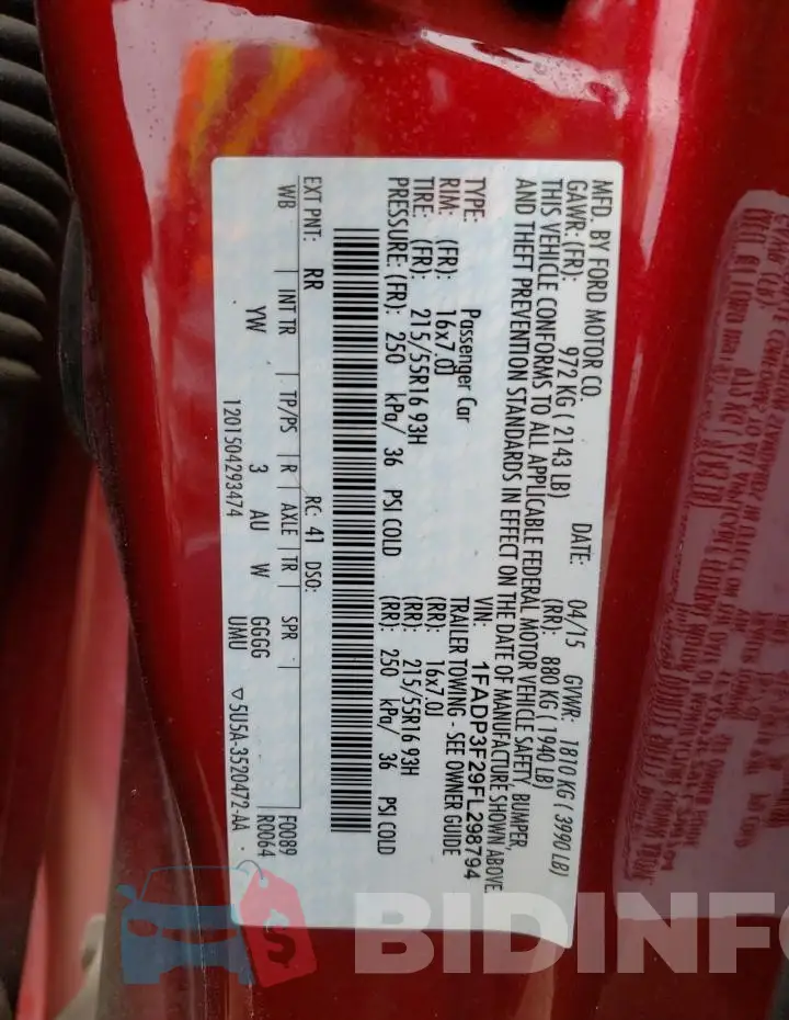 1FADP3F29FL298794 Photo# 12