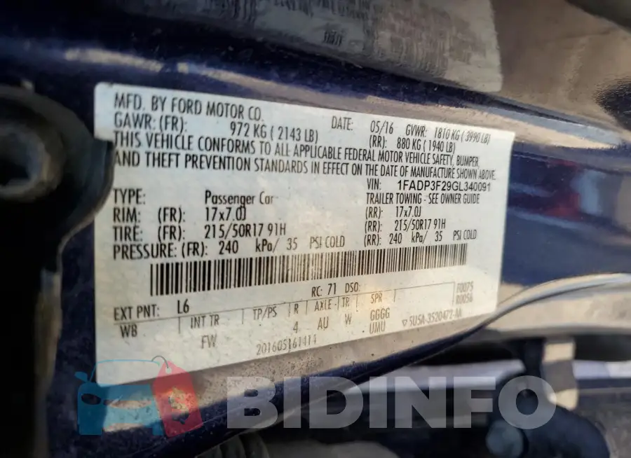 1FADP3F29GL340091 Photo# 12