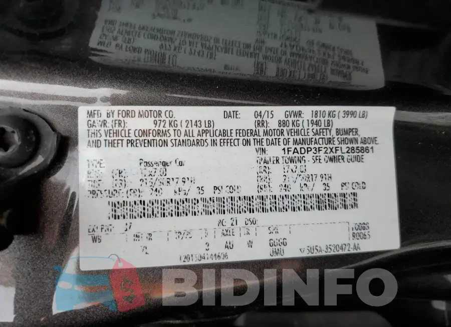 1FADP3F2XFL285861 Photo# 12