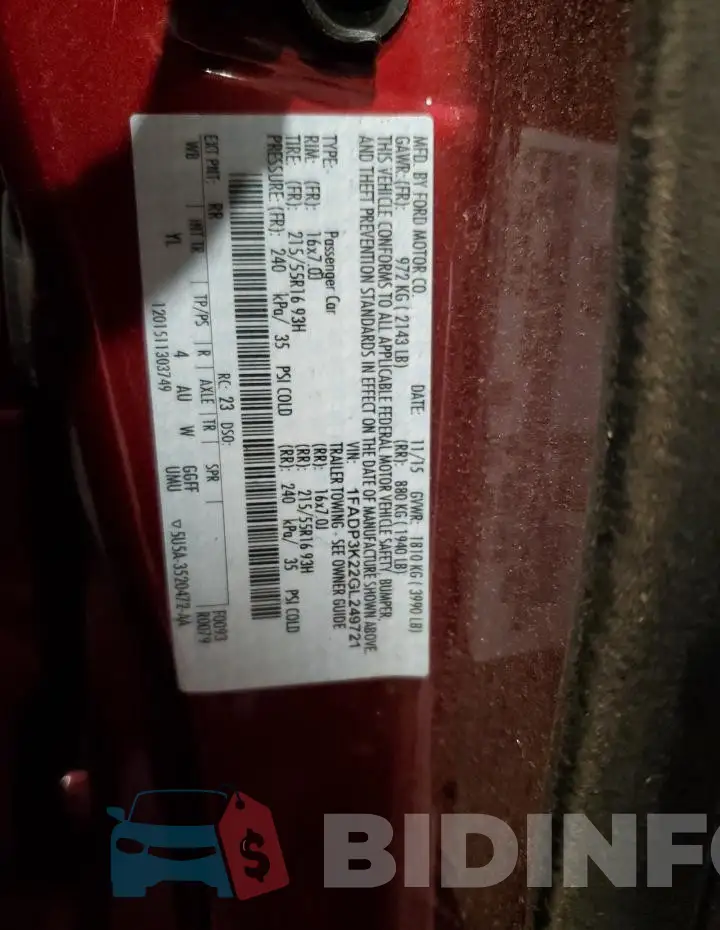 1FADP3K22GL249721 Photo# 12