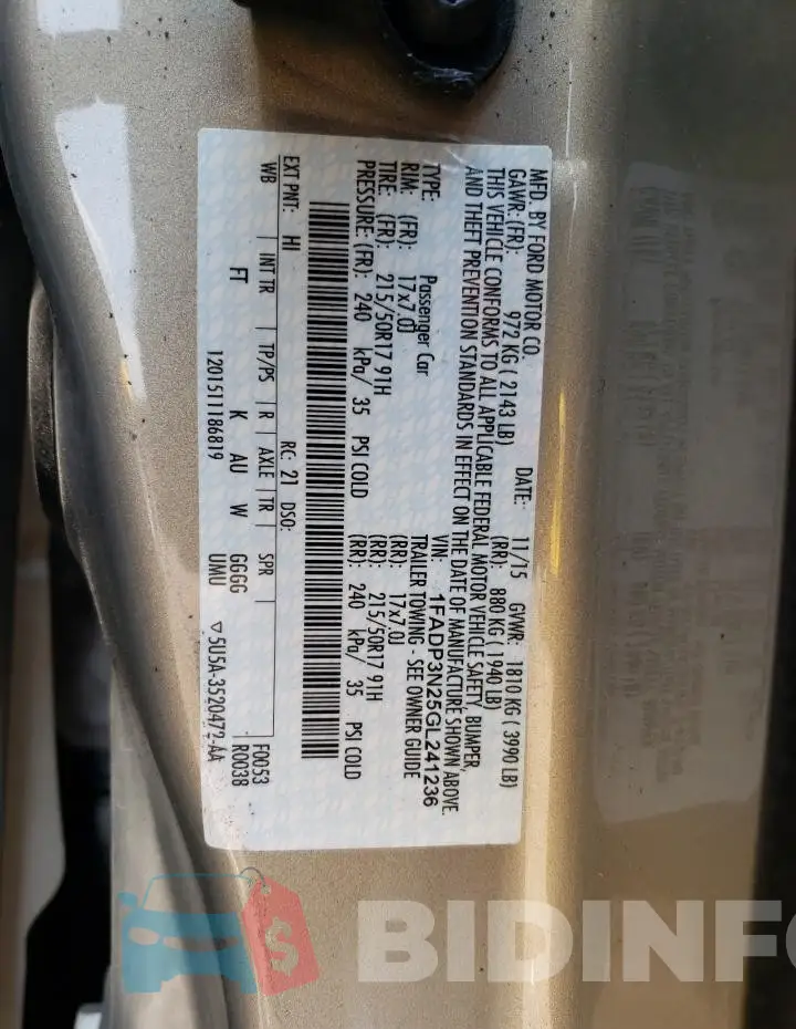 1FADP3N25GL241236 Photo# 13