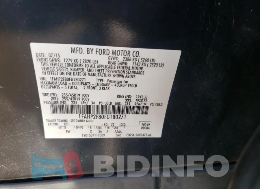 1FAHP2F80FG180271 Photo# 12