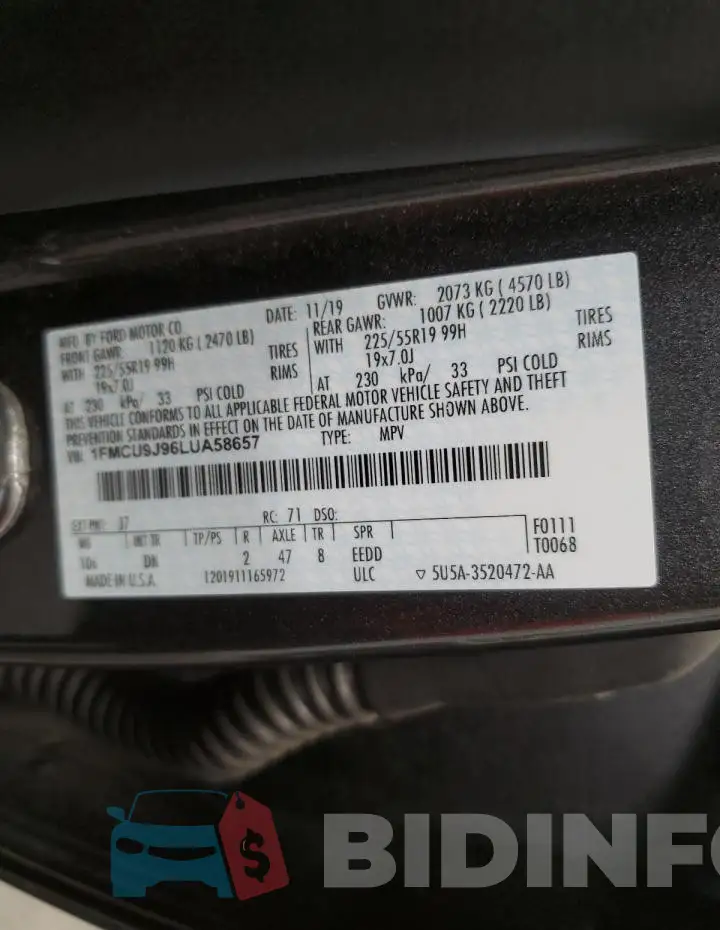 1FMCU9J96LUA58657 Photo# 13