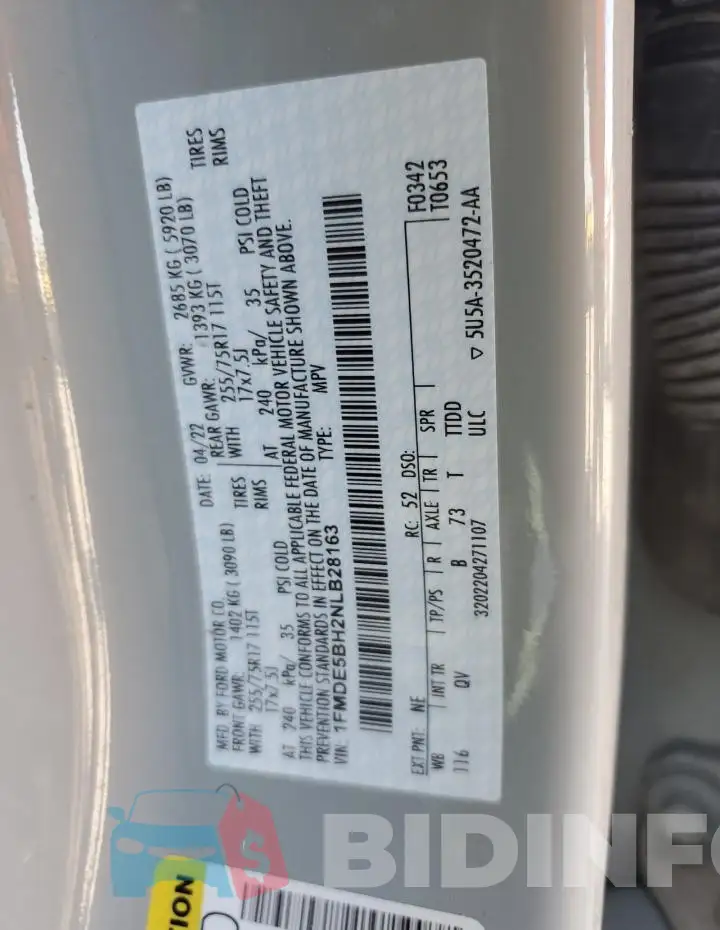 1FMDE5BH2NLB28163 Photo# 12
