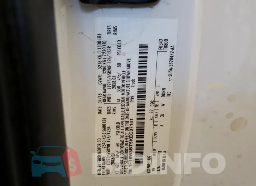1FT8W3BT5KEC07161 Photo# 12